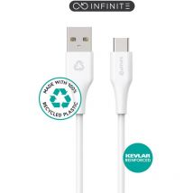 eSTUFF INFINITE USB-C auf USB-A Kabel 1m Weiß. Recycelt. Superweich., ES605170