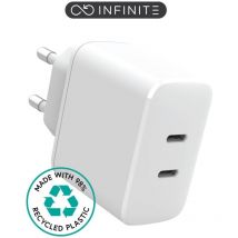 eSTUFF INFINITE USB-C PD Ladegerät 35W Dynamisch. 2 x USB-C. Weiß. 98% recycelt., ES637035