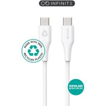eSTUFF INFINITE USB-C to USB-C Cable 1m White. Recycled Plastic, W128199728 (1m White. Recycled Plastic. Super Soft) (ES604170)