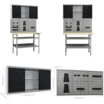 Tabli avec 3 panneaux muraux et 1 armoire - établi - établis - Home & Living - Gris