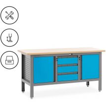 Tabli d'atelier 169 x 86,5 cm 1 000 kg 3 Tiroirs 2 Compartiments - Établi de garage