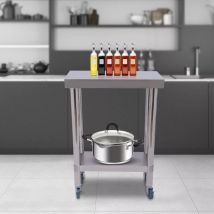 Etabli en acier inoxydable 60X45 cm Etabli de travail Etabli de cuisine Table à hacher Cuisine gastronomique Table de préparation + roulettes