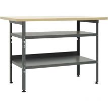 Helloshop26 - Etabli table de travail poste de travail stockage rangement d'outils banc d'outils avec 2 etagères garage atelier 120 cm acier gris