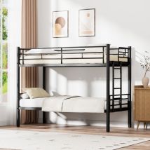 Etagenbett Kinder 90x200cm Bunk Bed Kids Mit Sicherheitsgeländer Umbaubar Zu 2 Einzelbetten Stockbett Mit Lattenrost Anti Rutsch Treppe, Schwarz