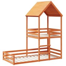 Vidaxl - Etagenbett mit Dach Wachsbraun 90x190 cm Massivholz Kiefer