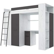 Bim Furniture - Etagenbett verana links handwerk weiß / graphit