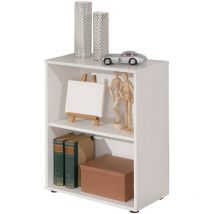 Pegane - Etagère 2 Niveaux en melamine Blanc, Dim : L60 x P30 x H75 cm