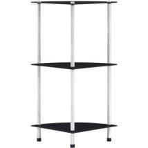Fimei Étagère 3 Niveaux Noir 30x30x67 Cm Verre Trempé