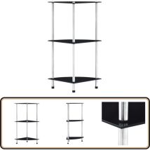 Tagère 3 niveaux Noir 30x30x67 cm Verre trempé - Bibliothèque Design - Étagère Moderne - Meuble Rangement - Bibliothèque Vitrée - Étagère Verre Trempé