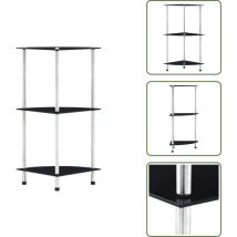 Tagère 3 niveaux Noir 30x30x67 cm Verre trempé - Bibliothèque Design - Étagère Moderne - Meuble Rangement - Bibliothèque Vitrée - Étagère Verre Trempé