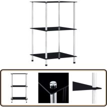 Tagère 3 niveaux Noir 40x40x67 cm Verre trempé - Bibliothèque Design - Étagère Moderne - Meuble Rangement - Bibliothèque Vitrée - Étagère Verre Trempé