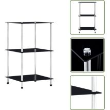 Tagère 3 niveaux Noir 40x40x67 cm Verre trempé - Bibliothèque Design - Étagère Moderne - Meuble Rangement - Bibliothèque Vitrée - Étagère Verre Trempé
