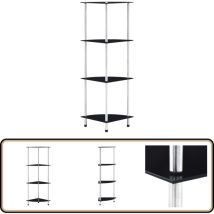 Tagère 4 niveaux Noir 30x30x100 cm Verre trempé - Bibliothèque - Étagère - Meuble De Rangement - Design Contemporain - Verre Trempé