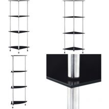 Étagère 4 niveaux Noir 30x30x100 cm Verre trempé - Bibliothèque - Étagère - Meuble De Rangement - Design Contemporain - Verre Trempé - Home & Living