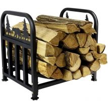 Rapanda - tagère à bûches en acier robuste pour intérieur et extérieur, étagère de rangement pour bois de chauffage pour terrasse et jardin, noir