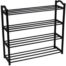 Thinia Home - Etagère à chaussures 4 étagères Neo Noir 63x20x62cm