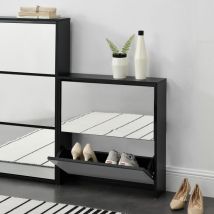 [en.casa] - tagère à Chaussures Vogar Miroir 67 x 63 x 17 cm Noir