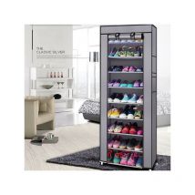 Tagère à chaussures en tissu non tissé à 9 treillis à la mode gris