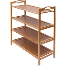 Gojoy - tagère à Chaussures Étagère De Salle De Bain Étagère Sur Pied Étagère De Cuisine En Bambou Étagère En Bois 4 Étages Salle De Bain