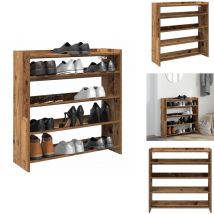 Tagère à chaussures vieux bois 80x25x81 cm bois d'ingénierie - Étagère à Chaussures - Étagères à Chaussures - Rangement De Chaussures - Armoire à