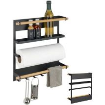 Etagère à épice,Etagère magnétique réfrigérateur,dérouleur sopalin magnétique et crochets suspension ustensiles de cuisine,dérouleur sopalin