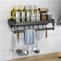 Tagère à épices avec porte-rouleau de cuisine Étagère de cuisine Étagère en acier inoxydable Étagère de réfrigérateur Étagère de rangement avec 8