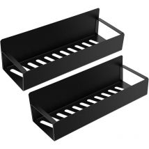 Csparkv - tagère à Épices Magnétique, 2 Pièces Etagère Réfrigérateur en Acier Inoxydable, Porte-Épices Murale Sans Perçage pour Rangement Frigo (Noir)