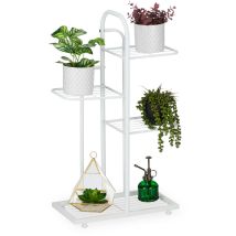 Tagère à plantes, 4 niveaux, pour herbes aromatiques et fleurs, métallique, HxLxP : 72,5x44x22,5 cm, blanche - Relaxdays