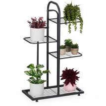 Tagère à plantes, 4 niveaux, pour herbes aromatiques et fleurs, métallique, HxLxP : 72,5x44x22,5 cm, noire - Relaxdays