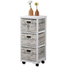 Tagère à roulettes, 3 bacs textiles Kesper