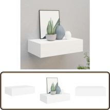 Étagère à tiroir murale Blanc 40x23,5x10 cm MDF - Étagère Murale - Étagère À Tiroir - Rangement Mural - Déco Murale - Meuble Blanc