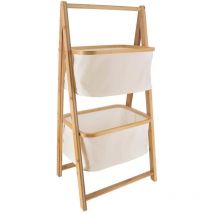 Meuble Étagère en Bambou 2 Paniers en tissu Naturel H 90 cm - TENDANCE