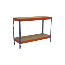 Simonrack - Etagère basse banc de travail simonwork basic 2 901845-2 bleu/bois - 900x1800x450 400Kg