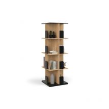 Idmarket - Etagère bibliothèque rotative 4 niveaux rapha noir et effet bois