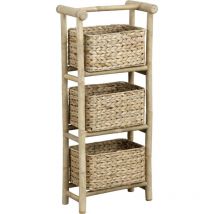 Tendance - Etagère canne de bambou 3 paniers jacinthe