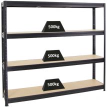 Proregal-preiswerte Qualität - tagère charge lourde dino HxLxP 180x200x45cm 500kg par niveau Noir Étagère robuste de Garage, Atelier, Cave, sous-sol,