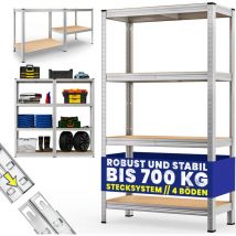 Tagère charge lourde 4/5 niveaux Étagère métallique modulable Meuble de rangement garage atelier cave -4 étagères - 160x90x40cm - Monzana