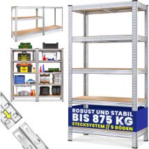 Tagère charge lourde 4/5 niveaux Étagère métallique modulable Meuble de rangement garage atelier cave 5 plateaux - 180x90x40cm - Monzana