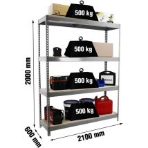 Simonrack - Etagère charge lourde simonforte 2106-4 chipboard gris - 2000x2100x600 500Kg