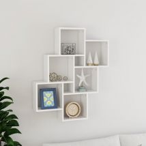 Bonnevie - tagère cube murale Étagère de Rangement - Meuble de rangement Blanc brillant 78x15x93 cm Aggloméré BV987042 Blanc