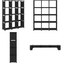 Étagère d'affichage 12 cubes Noir 103x30x141 cm Tissu - Étagère Bibliothèque - Meuble Rangement - Étagère Ouverte - Étagère Design - Étagère Noir