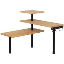 Tagère d'angle 3 niveaux en bambou et inox