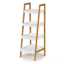 Étagère d'angle - 4 étagères - 98 x 35 x 34,5 cm - blanc