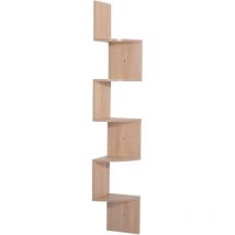 Tagère d'angle étagère de rangement design contemporain zig zag 20L x 20l x 126H cm 5 niveaux panneaux de particules chêne clair