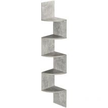 Tagère d'angle étagère de rangement design contemporain zig zag 20L x 20l x 126H cm 5 niveaux panneaux de particules gris