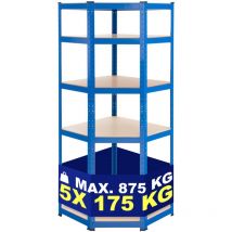 Etagère d'angle Flint avec 5 surfaces de rangement Bleu 100x80x180 cm