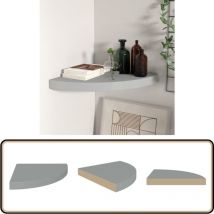 Tagère d'angle flottante gris 35x35x3,8 cm mdf - Étagère Murale - Étagère D'angle - Étagère Flottante - Rangement Mural - Décoration Murale
