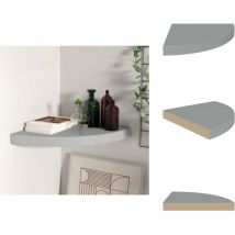 Tagère d'angle flottante gris 35x35x3,8 cm mdf - Étagère Murale - Étagère D'angle - Étagère Flottante - Rangement Mural - Décoration Murale