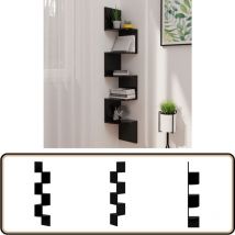 Étagère d'angle murale noir brillant 19x19x123 cm - Etagere Murale - Étagère D'angle - Rangement Mural - Décoration Murale - Meuble D'angle