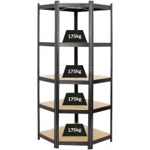 Proregal-preis-/leistungssieger - Etagère d'angle ragnar HxLxP 180x70x40cm Charge totale de 875kg Noir Étagère de cave, étagère enfichable - Schwarz
